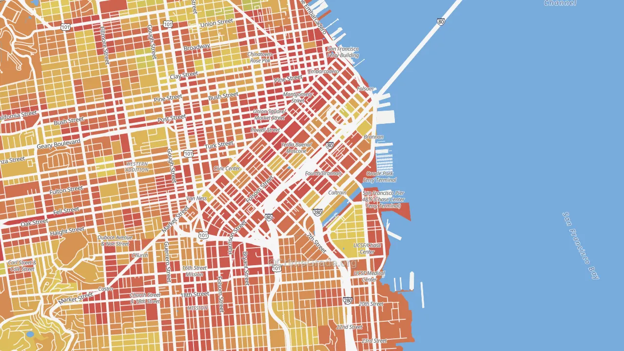 South of Market, San Francisco, CA Map of Vehicle Theft Rates