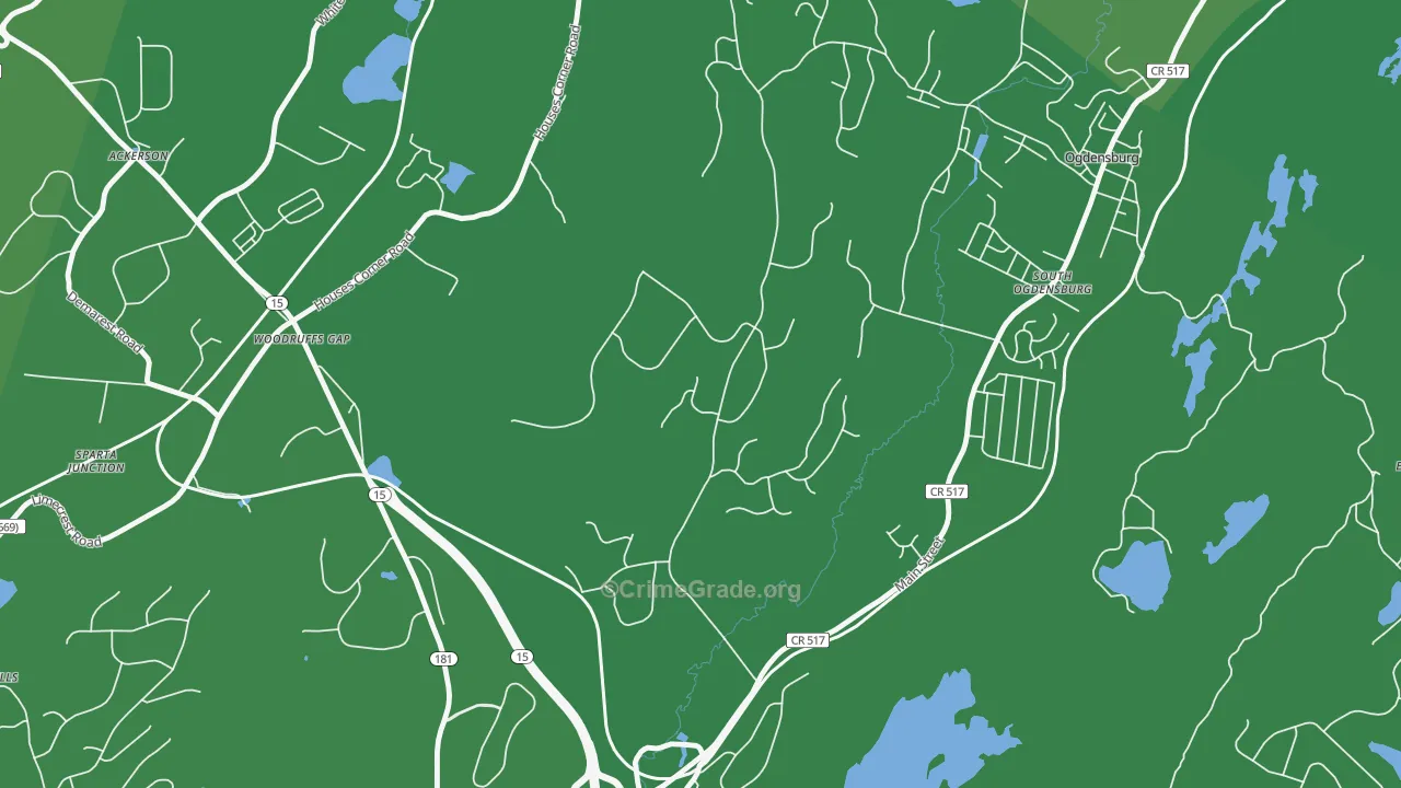 South Ogdensburg, NJ Map of Vehicle Theft Rates