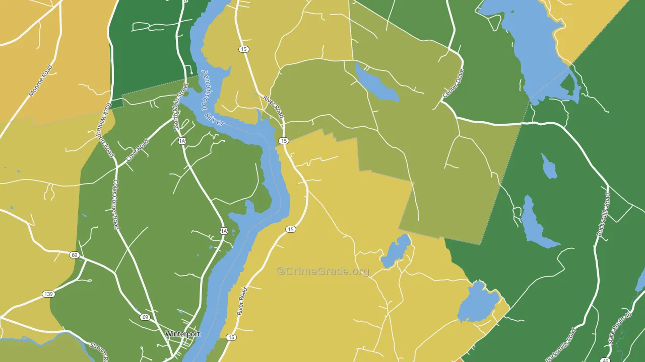 South Orrington, ME Map of Vehicle Theft Rates