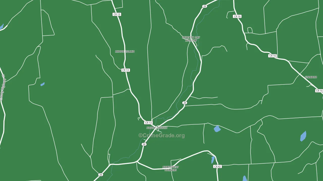South Otselic, NY Map of Vehicle Theft Rates