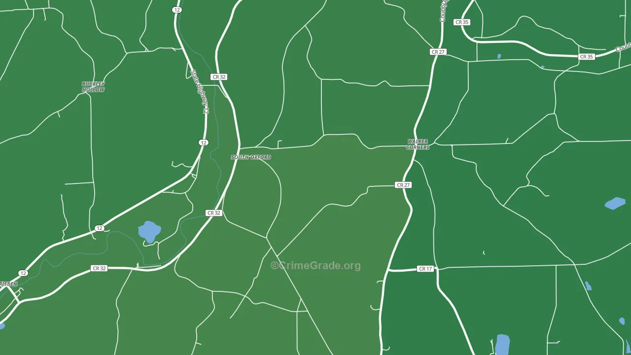 South Oxford, NY Map of Vehicle Theft Rates
