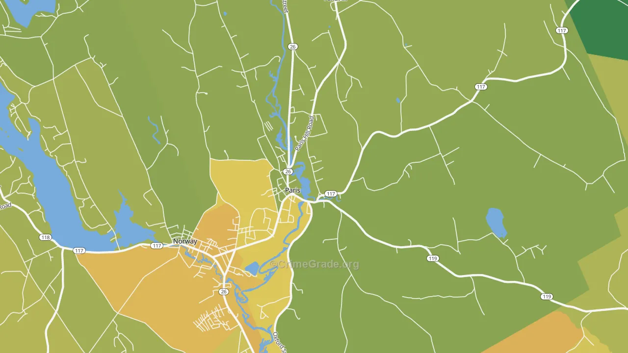 South Paris, ME Map of Vehicle Theft Rates
