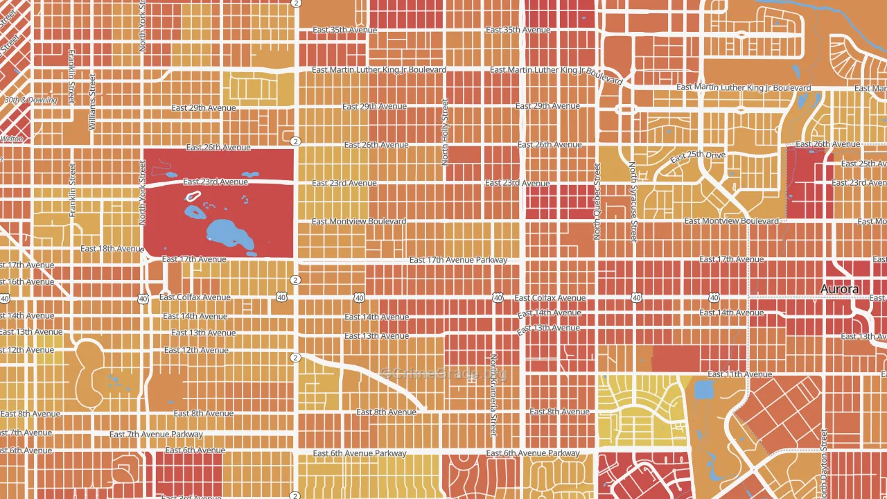 South Park Hill, Denver, CO Map of Vehicle Theft Rates