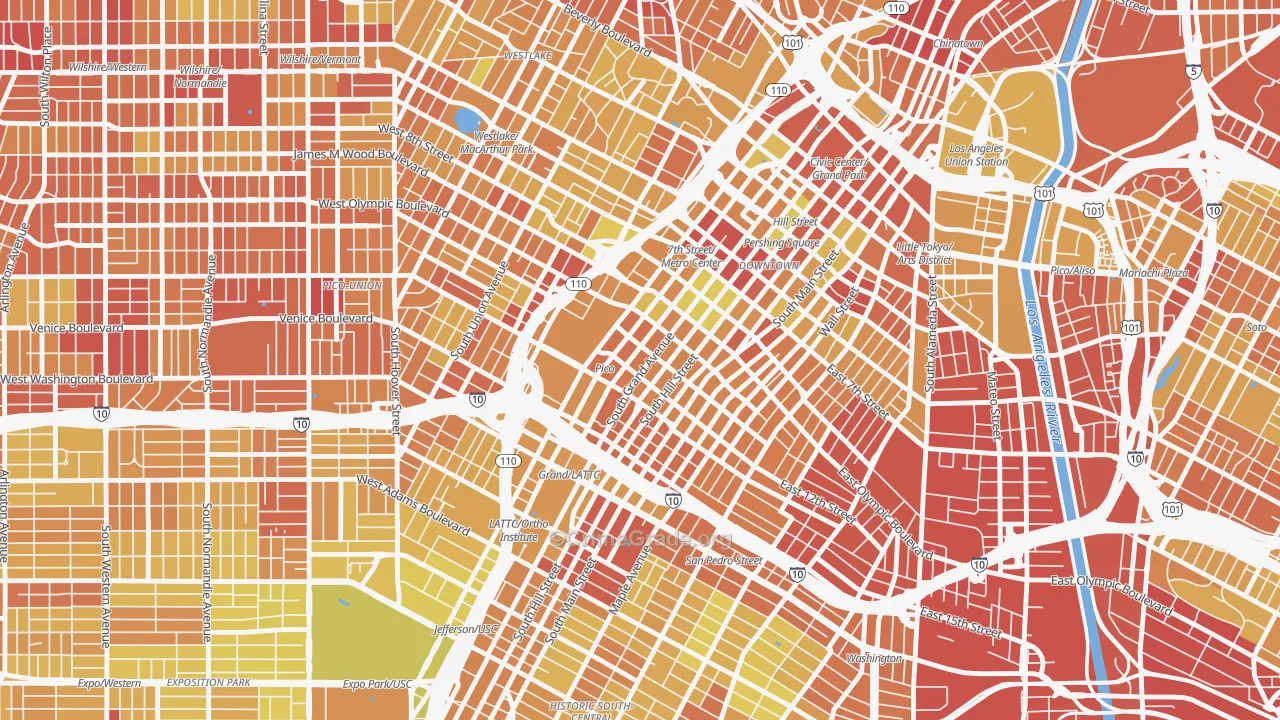 South Park, Los Angeles, CA Map of Vehicle Theft Rates