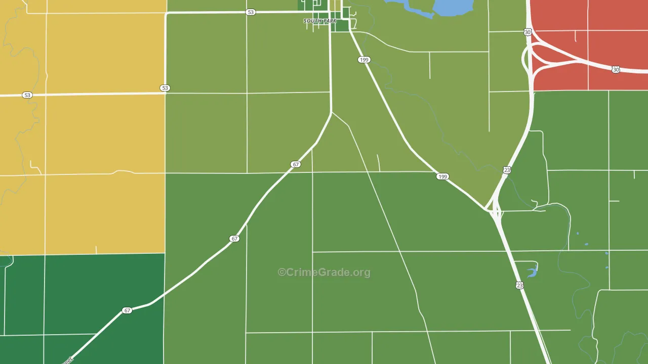 South Park, OH Map of Vehicle Theft Rates