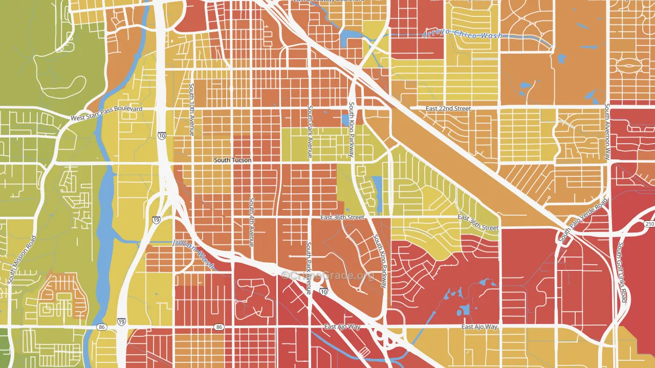 South Park, Tucson, AZ Map of Vehicle Theft Rates