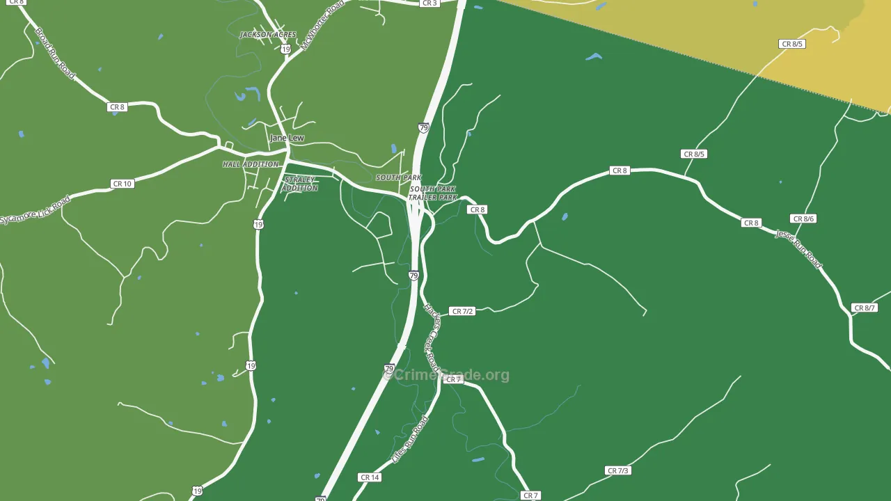 South Park, WV Map of Vehicle Theft Rates