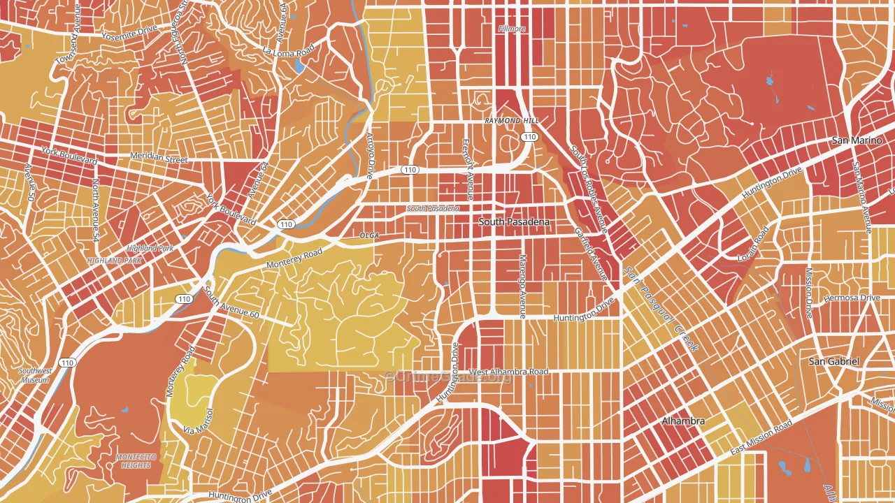 South Pasadena, CA Map of Vehicle Theft Rates