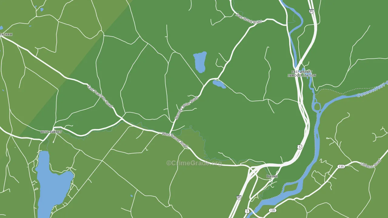 South Peacham, VT Map of Vehicle Theft Rates