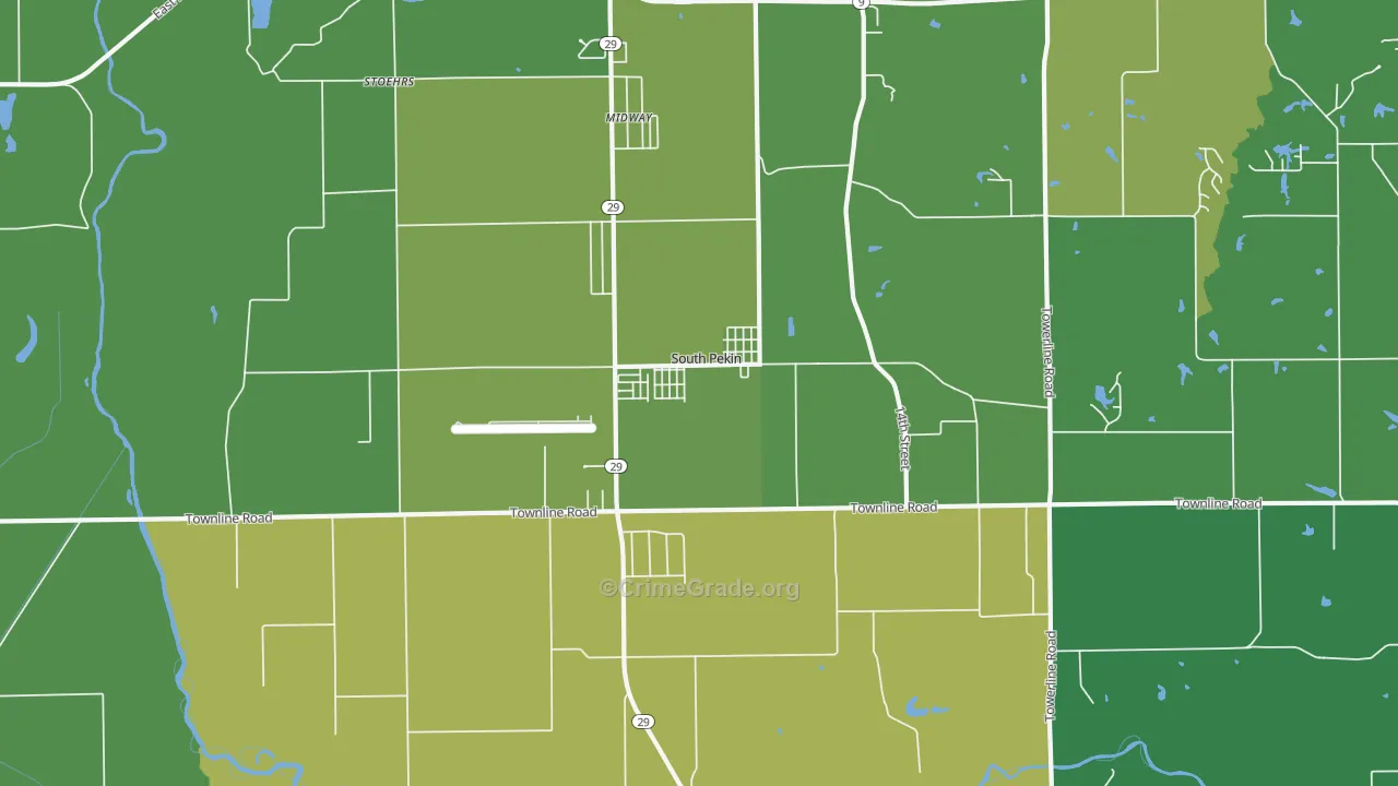 South Pekin, IL Map of Vehicle Theft Rates