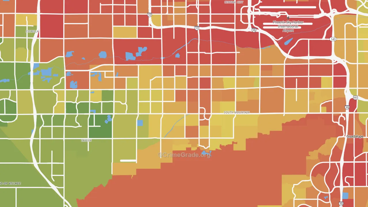 South Phoenix, Phoenix, AZ Map of Vehicle Theft Rates
