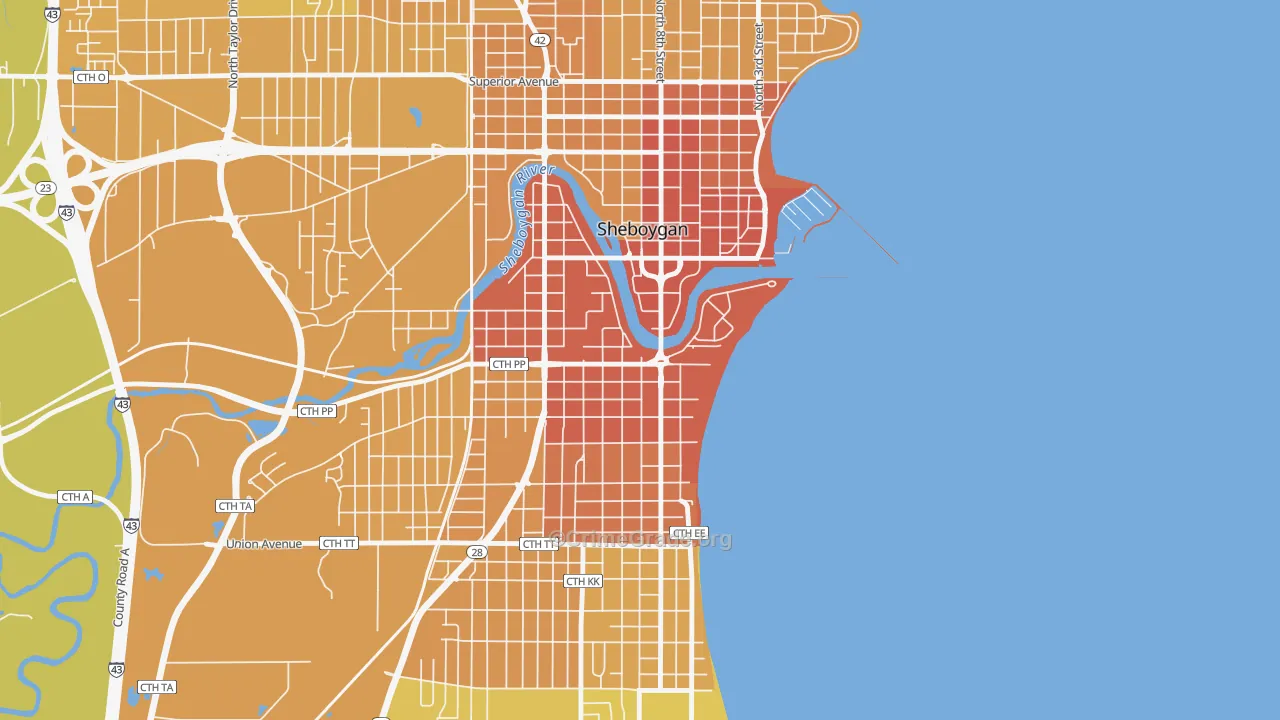 South Pier, Sheboygan, WI Map of Vehicle Theft Rates