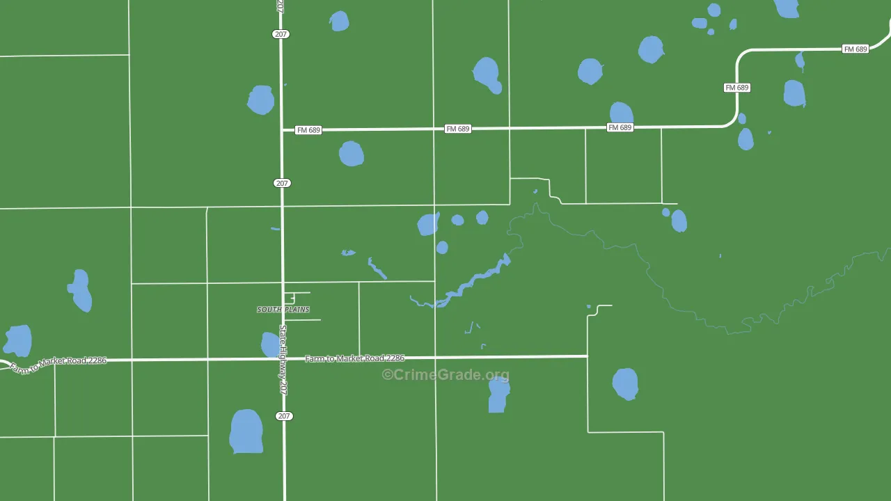 South Plains, TX Map of Vehicle Theft Rates