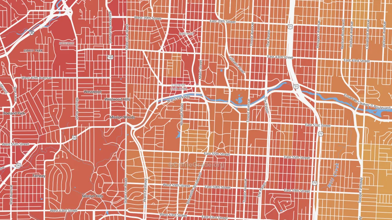 South Plaza, Kansas City, MO Map of Vehicle Theft Rates