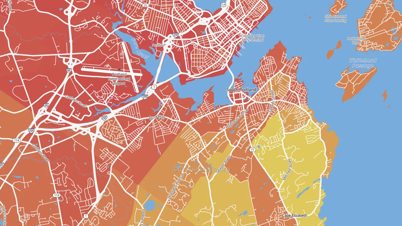 South Portland, ME Map of Vehicle Theft Rates
