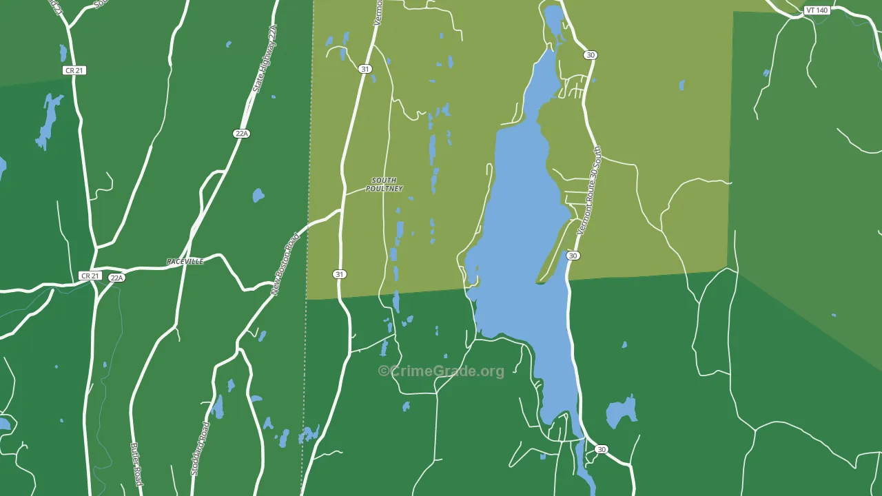 South Poultney, VT Map of Vehicle Theft Rates