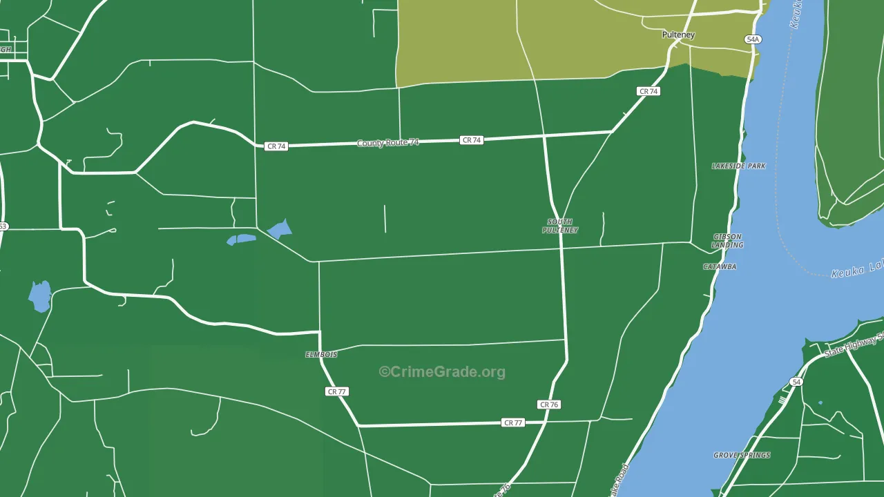 South Pulteney, NY Map of Vehicle Theft Rates