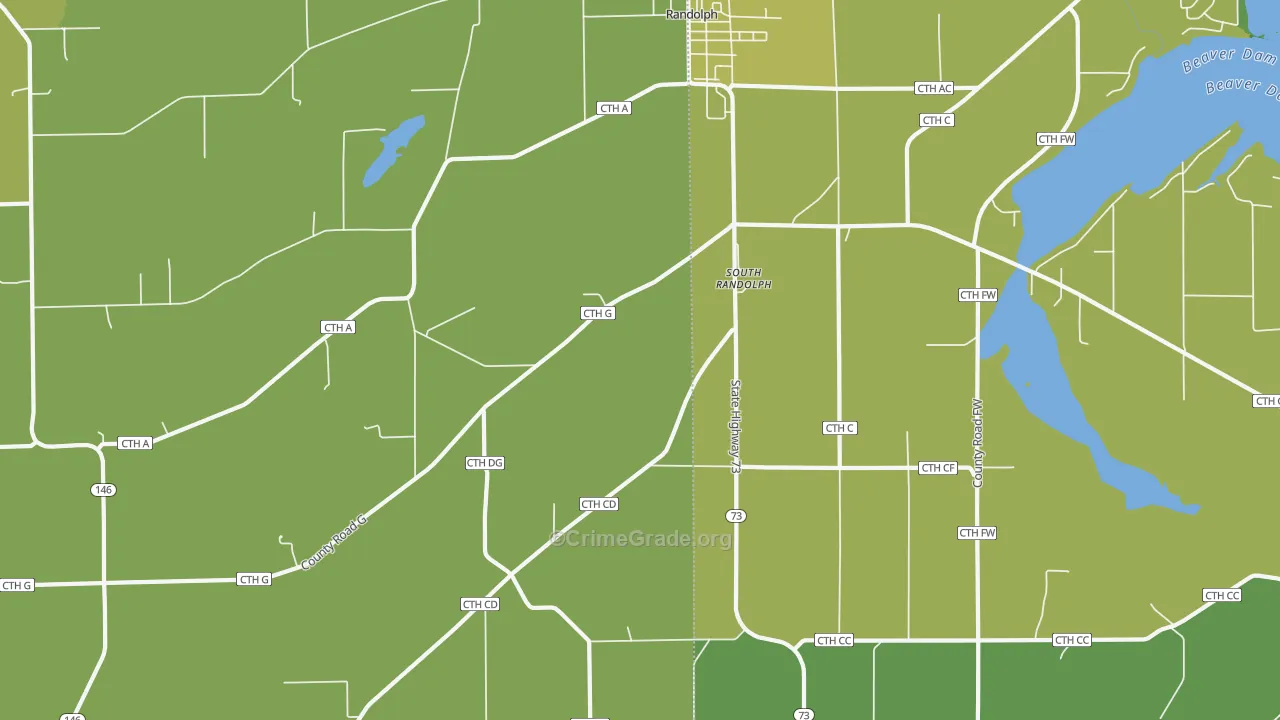South Randolph, WI Map of Vehicle Theft Rates
