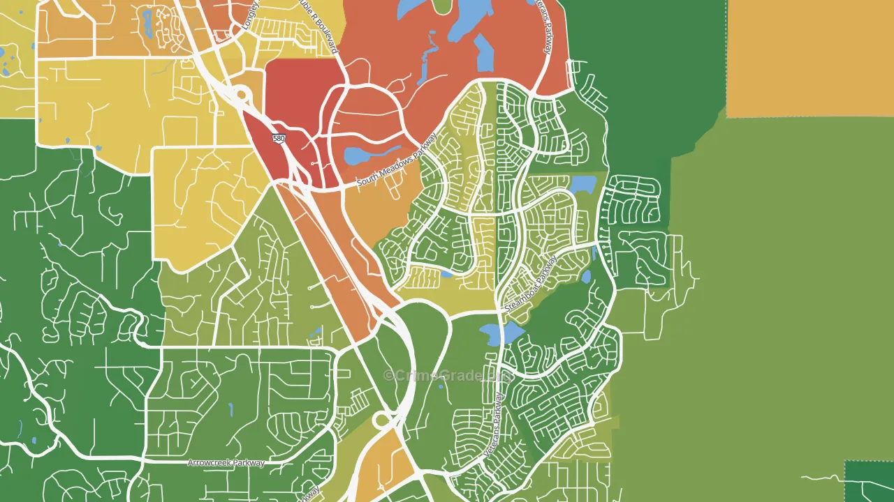 South Reno, Reno, NV Map of Vehicle Theft Rates
