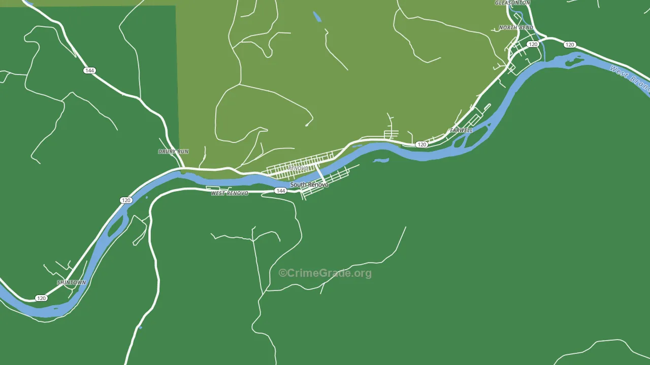 South Renovo, PA Map of Vehicle Theft Rates