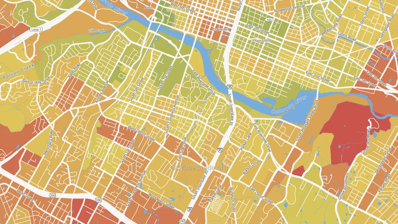South River City, Austin, TX Map of Vehicle Theft Rates