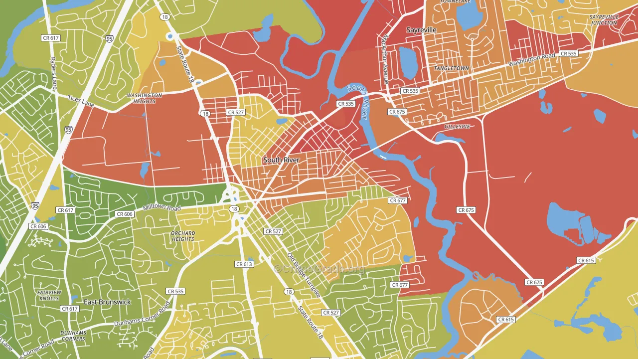 South River, NJ Map of Vehicle Theft Rates