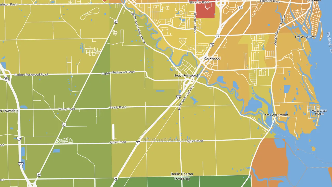 South Rockwood, MI Map of Vehicle Theft Rates
