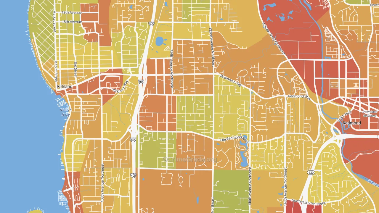 South Rose Hill, Kirkland, WA Map of Vehicle Theft Rates