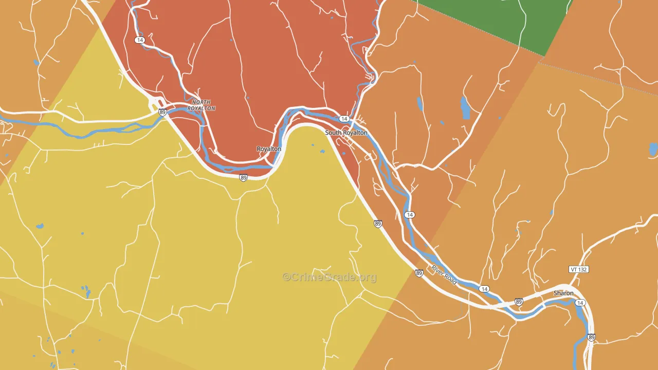 South Royalton, VT Map of Vehicle Theft Rates