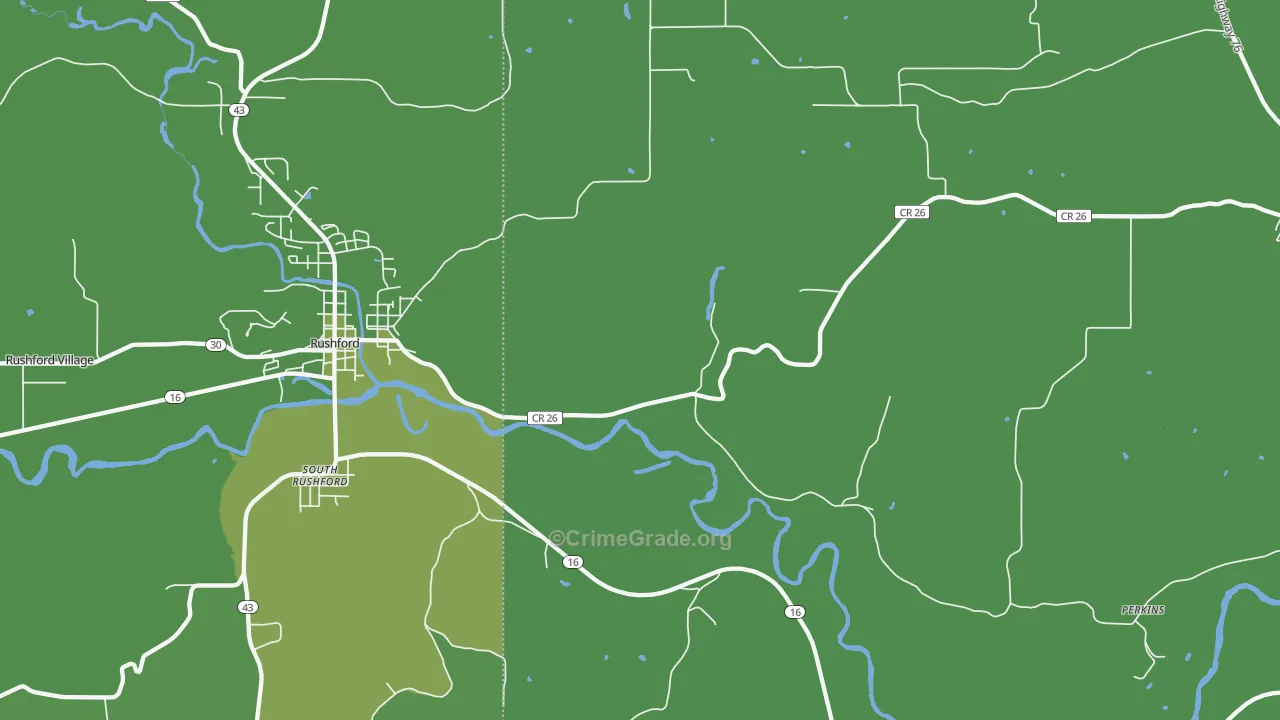 South Rushford, MN Map of Vehicle Theft Rates