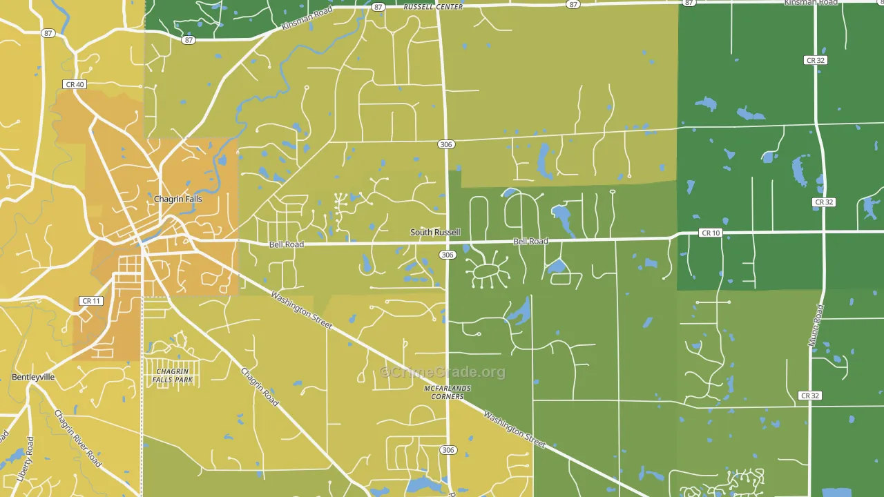 South Russell, OH Map of Vehicle Theft Rates