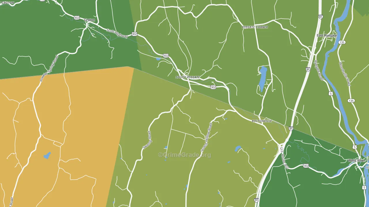 South Ryegate, VT Map of Vehicle Theft Rates
