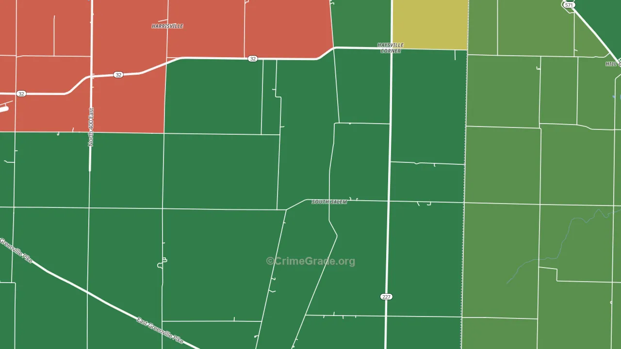 South Salem, IN Map of Vehicle Theft Rates