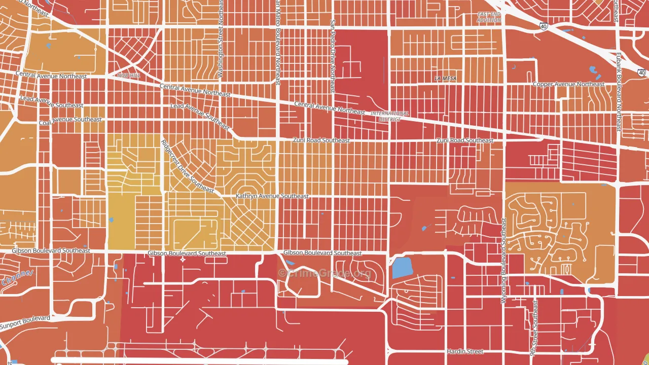 South San Pedro, Albuquerque, NM Map of Vehicle Theft Rates