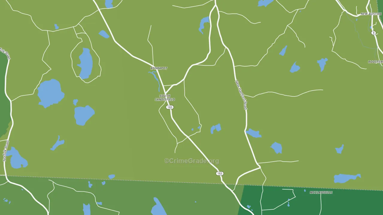 South Sandisfield, MA Map of Vehicle Theft Rates