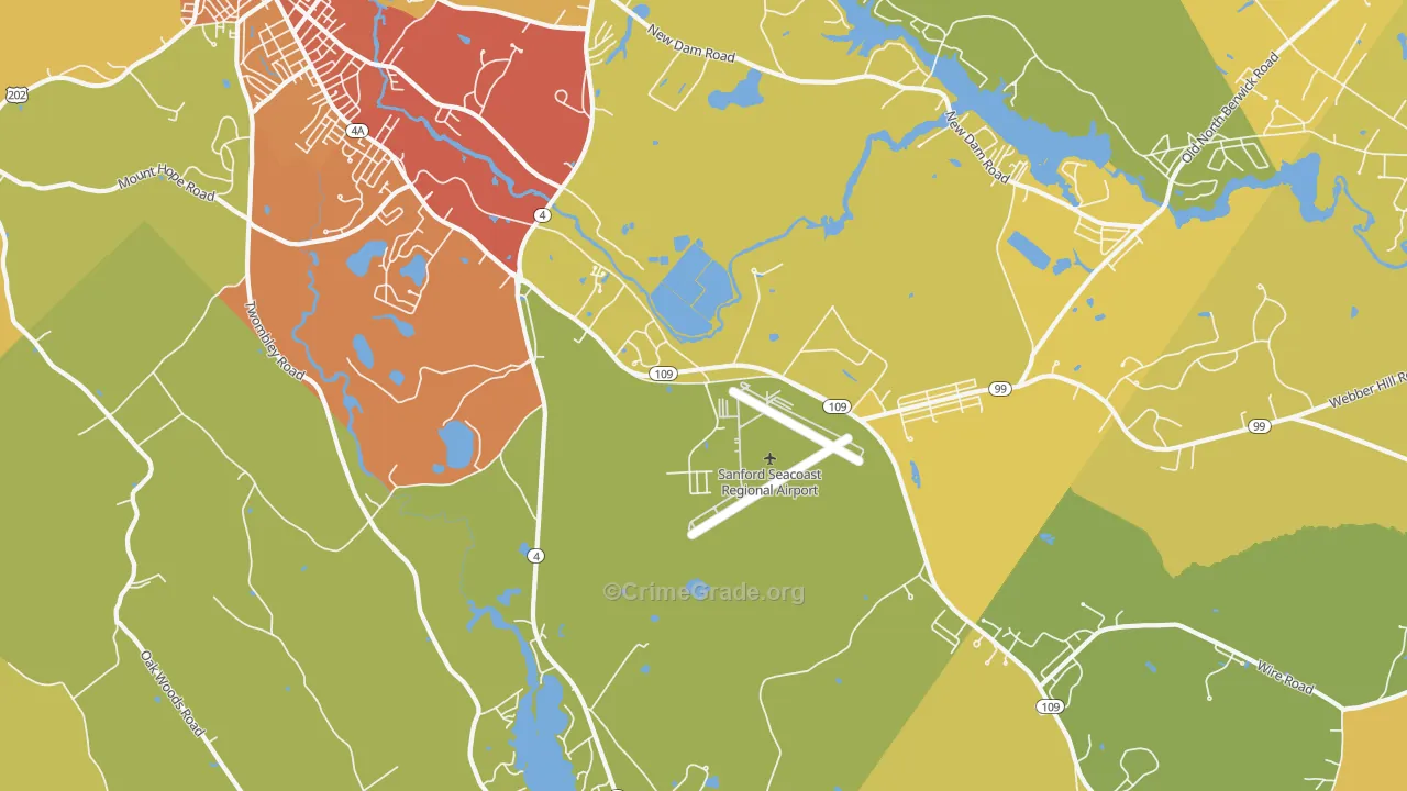 South Sanford, ME Map of Vehicle Theft Rates