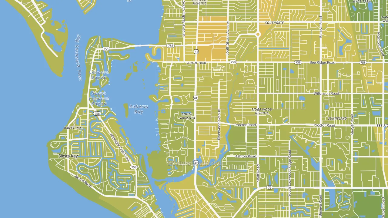 South Sarasota, FL Map of Vehicle Theft Rates