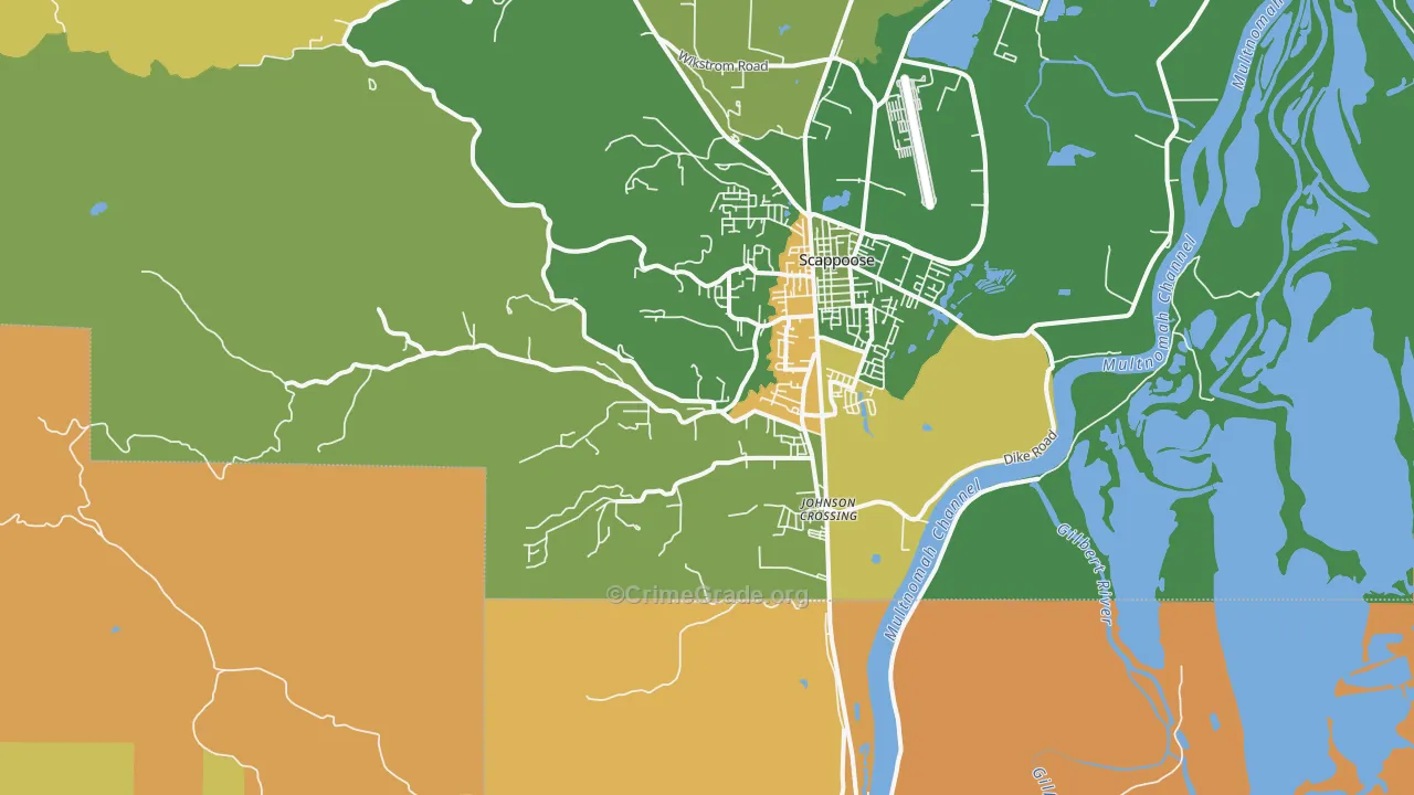 South Scappoose, OR Map of Vehicle Theft Rates