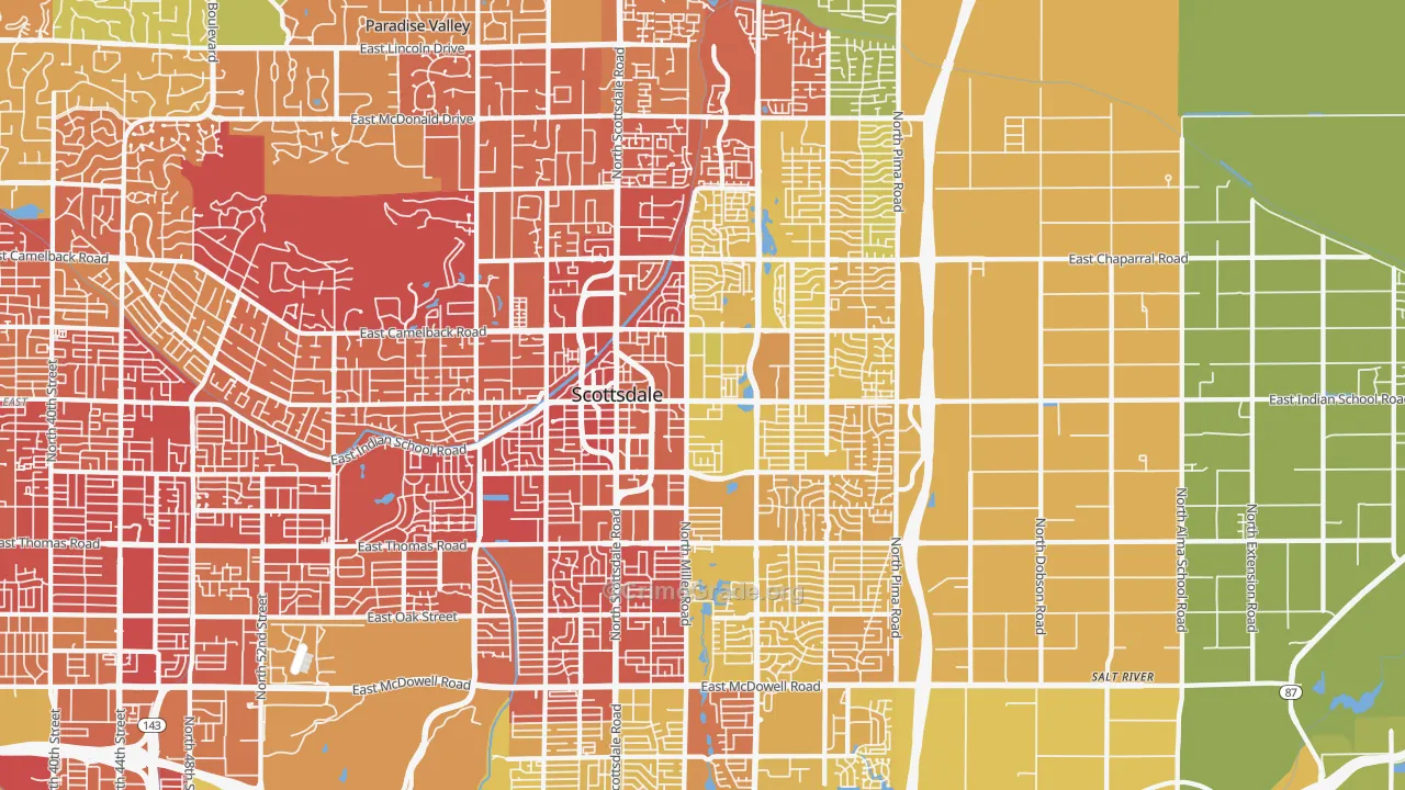 South Scottsdale, Scottsdale, AZ Map of Vehicle Theft Rates