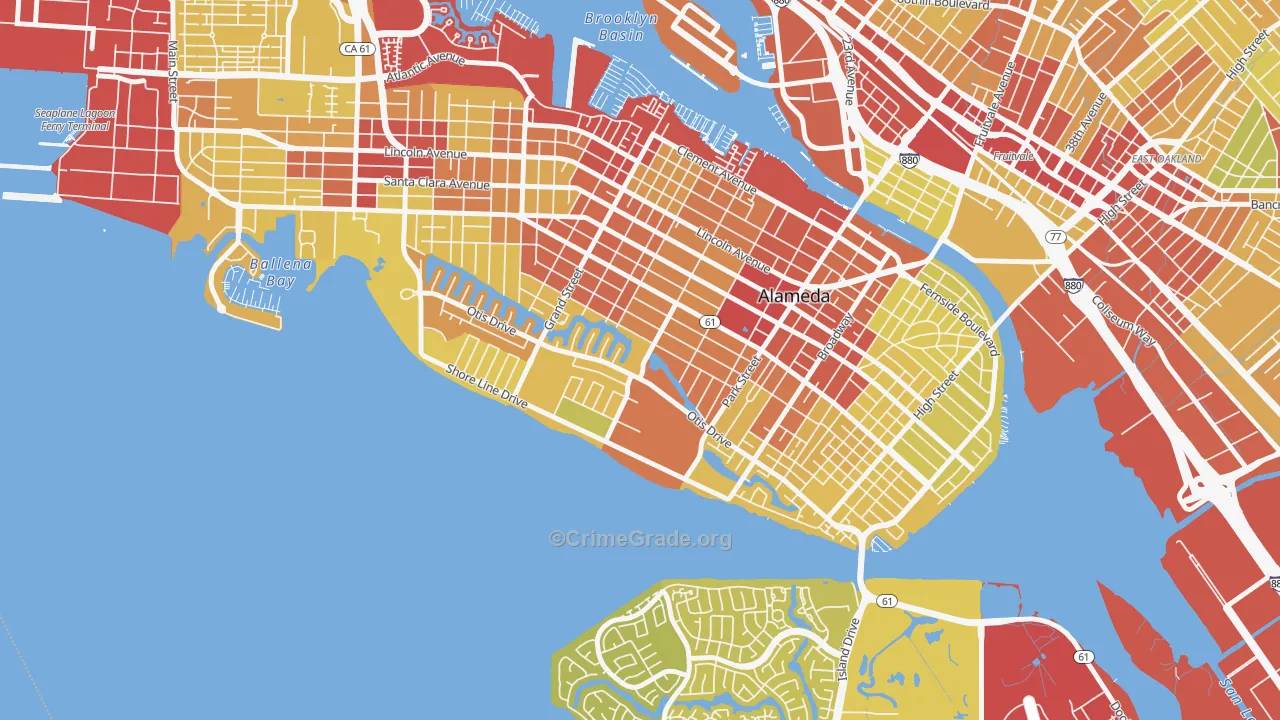 South Shore, Alameda, CA Map of Vehicle Theft Rates