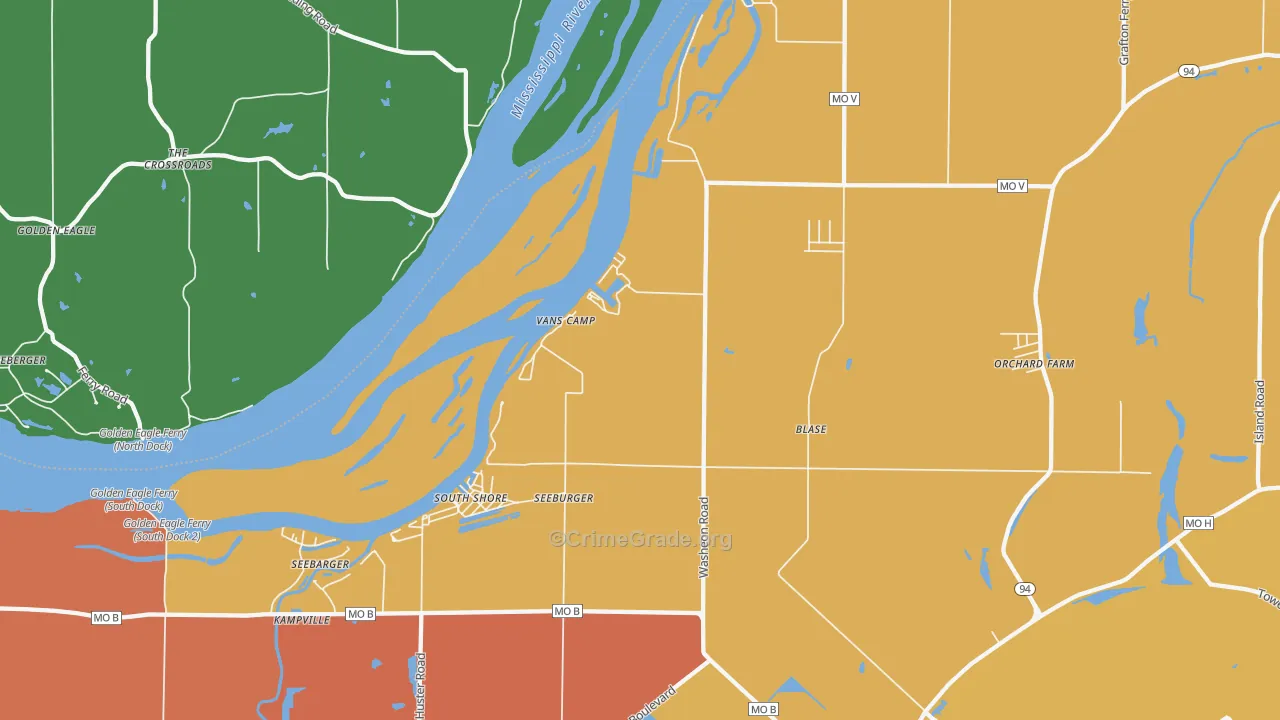 South Shore, MO Map of Vehicle Theft Rates