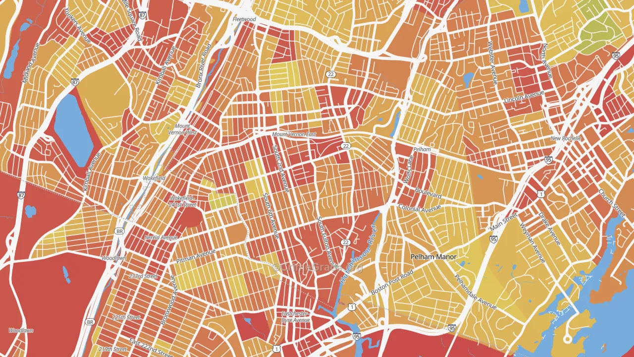South Side, Mount Vernon, NY Map of Vehicle Theft Rates