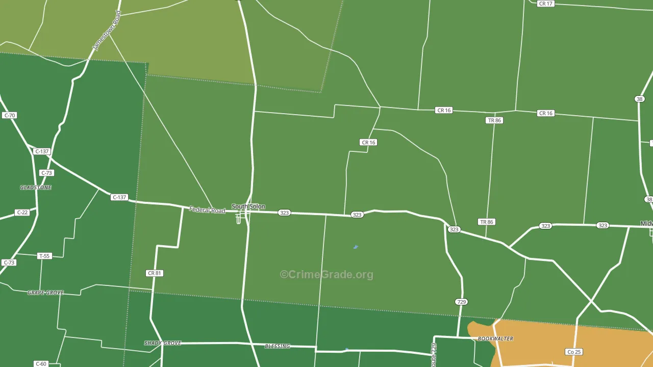 South Solon, OH Map of Vehicle Theft Rates