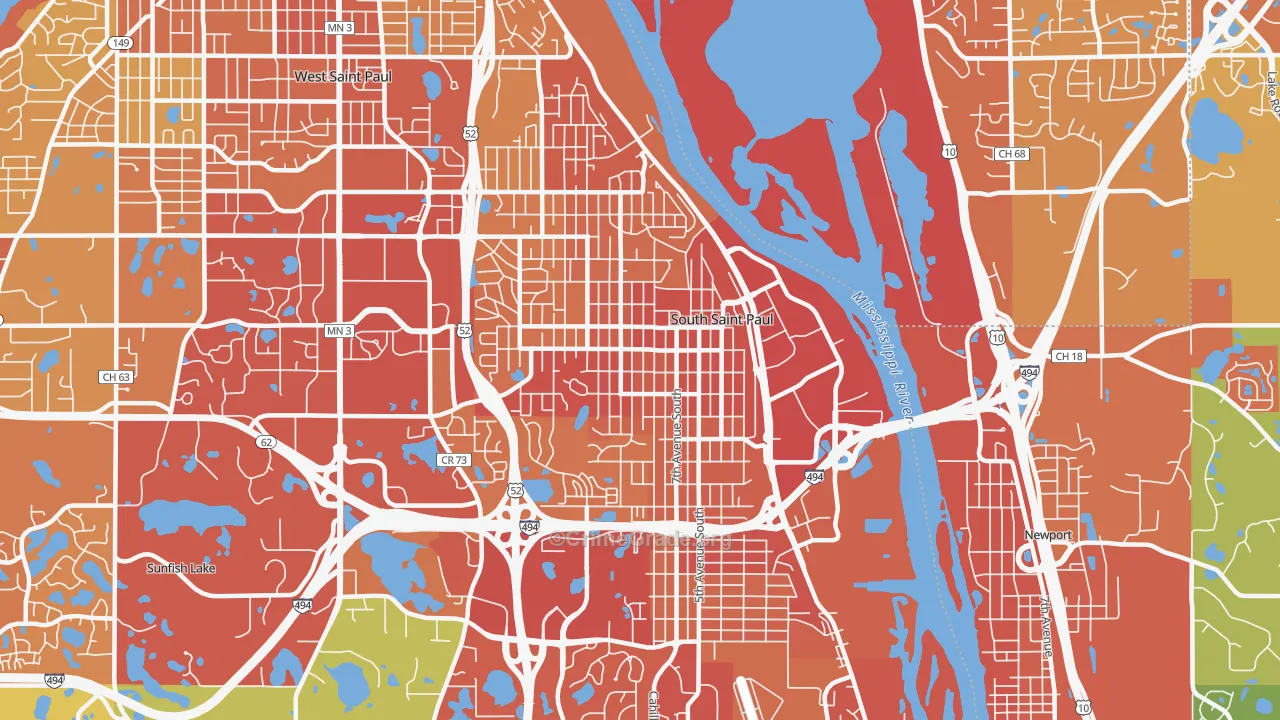 South St. Paul, MN Map of Vehicle Theft Rates