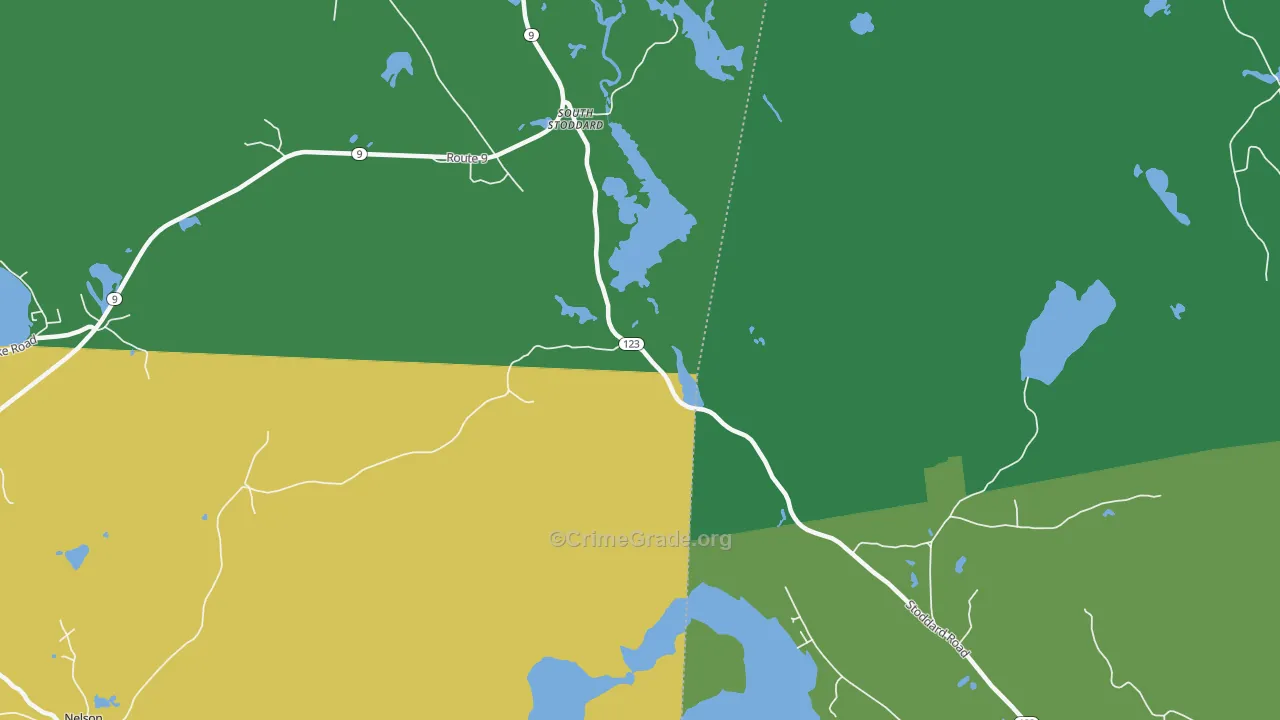 South Stoddard, NH Map of Vehicle Theft Rates