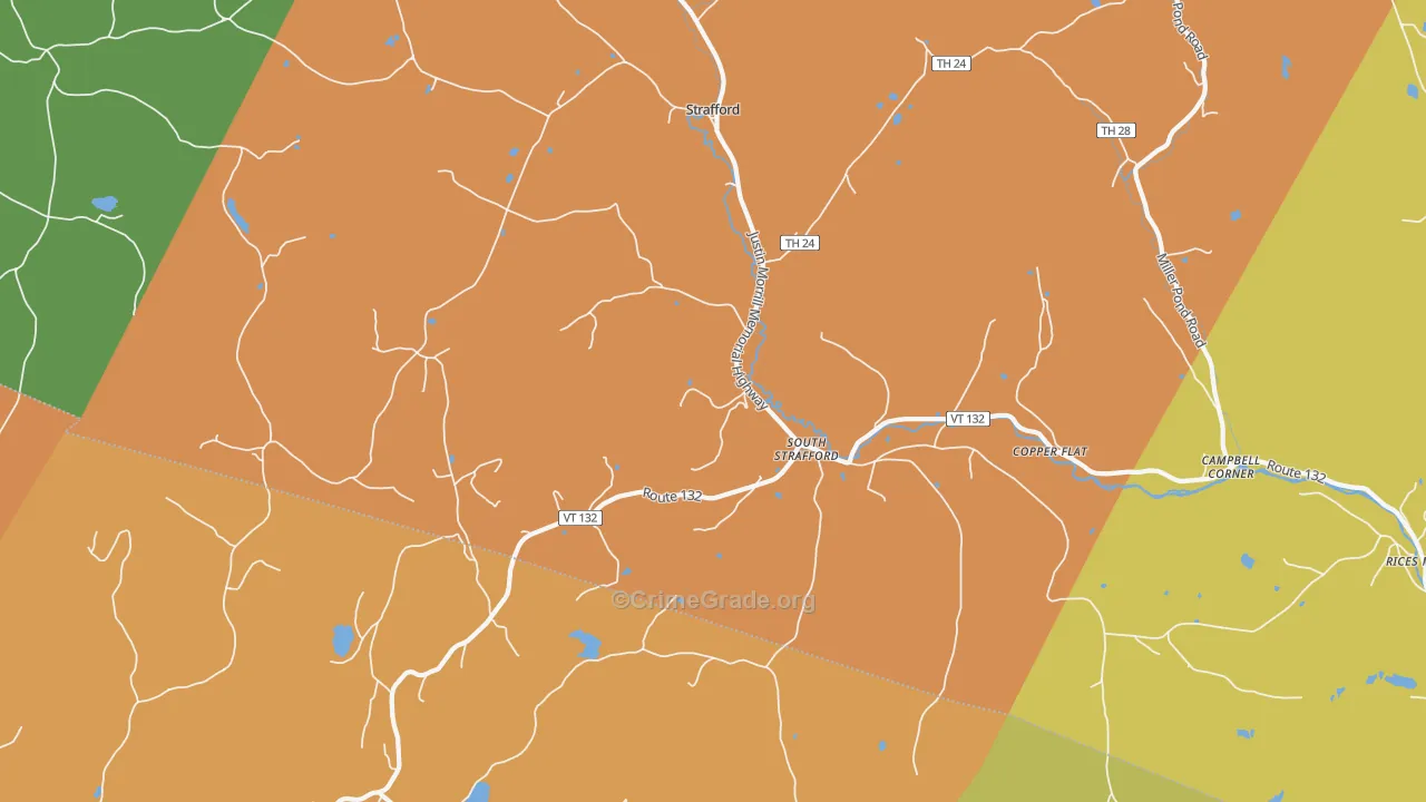 South Strafford, VT Map of Vehicle Theft Rates