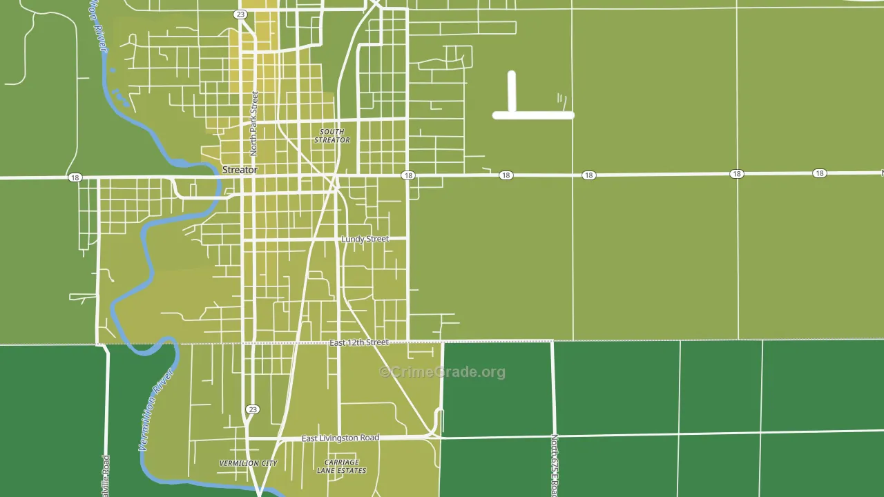 South Streator, IL Map of Vehicle Theft Rates