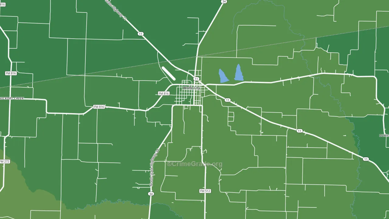 South Sulphur, TX Map of Vehicle Theft Rates