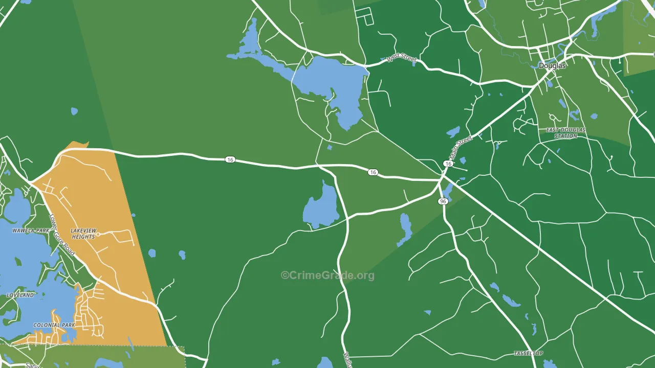 South Sutton, MA Map of Vehicle Theft Rates