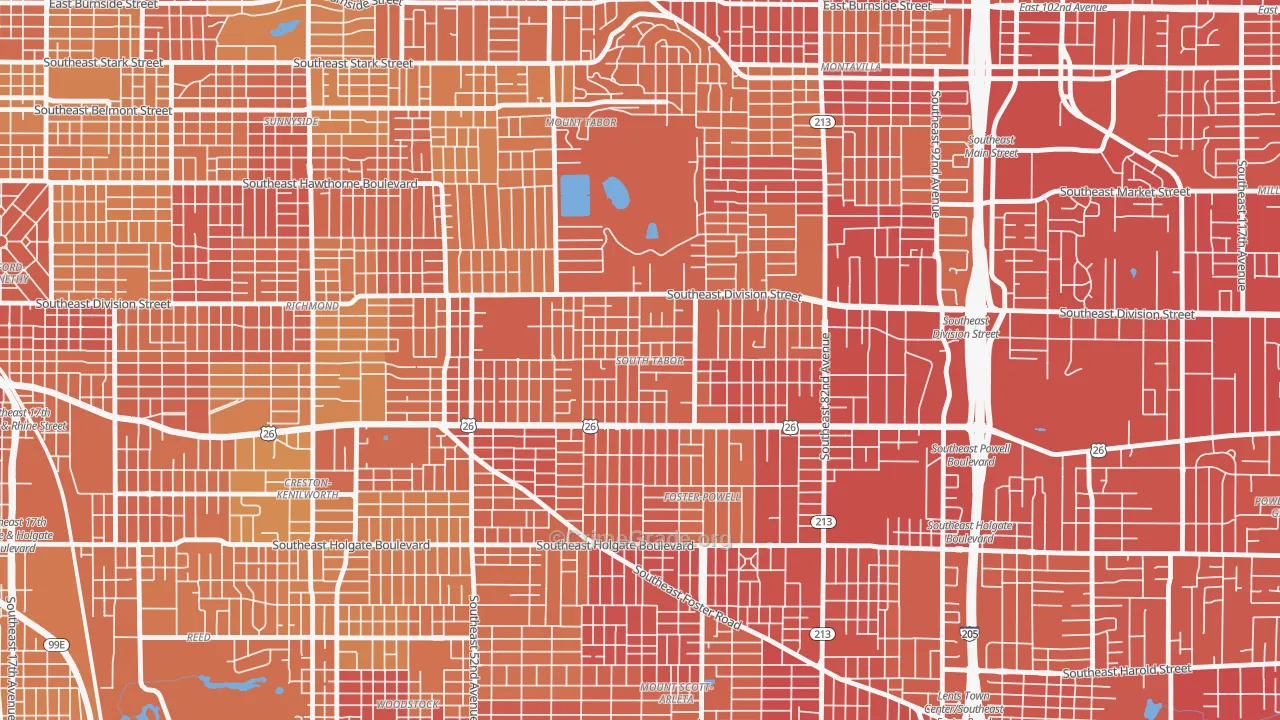 South Tabor, Portland, OR Map of Vehicle Theft Rates
